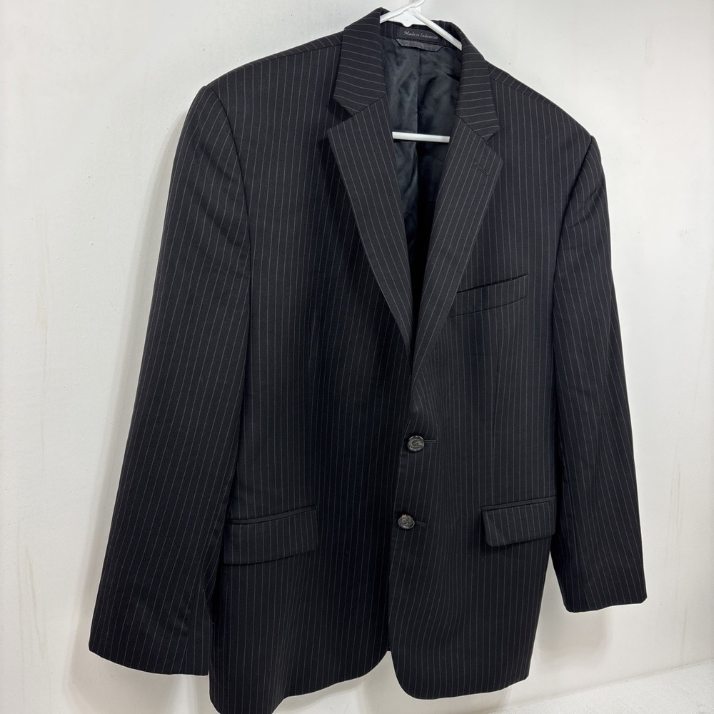 Ralph Lauren Mens Wool Black Pinstripe Blazer Suit Jacket Preppy Classic 42S EUC - Picture 3 of 12